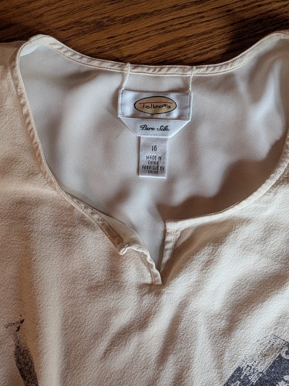 Talbots Cream Silk Notch-Neck Blouse